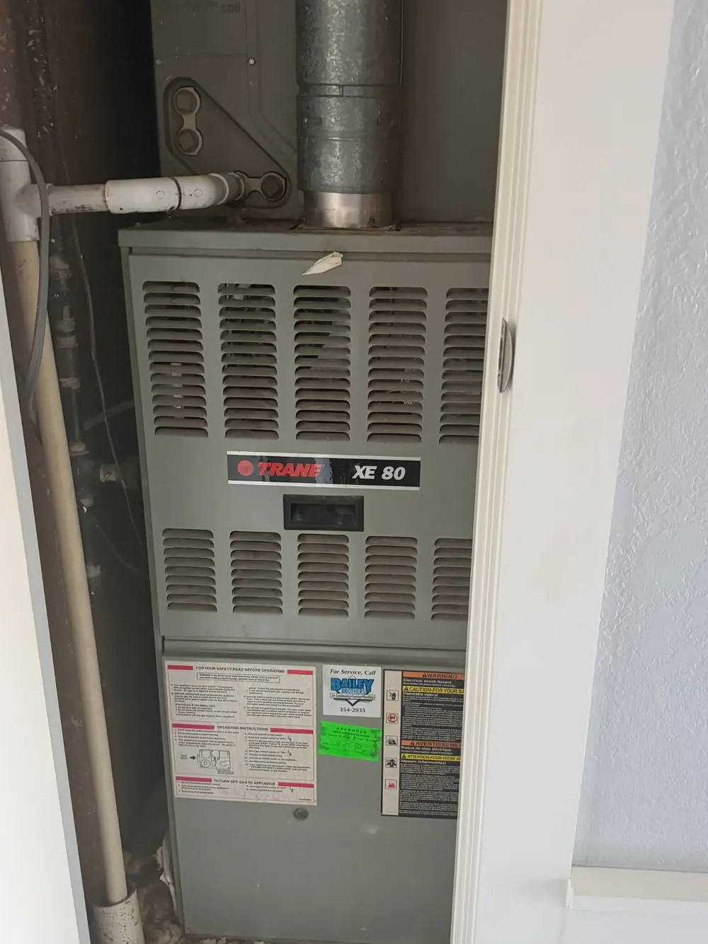 Older Trane furnace before replacement by North Star Comfort
